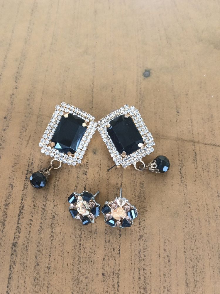 Black 🖤 Earrings With Studs