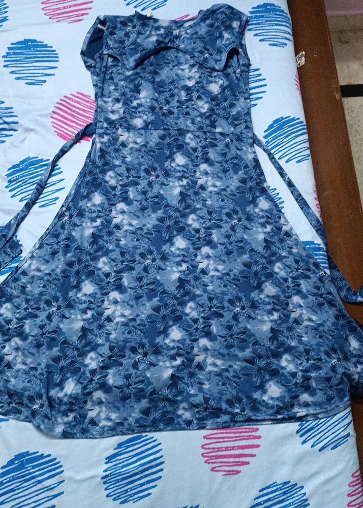 Navy Blue Printed Dress