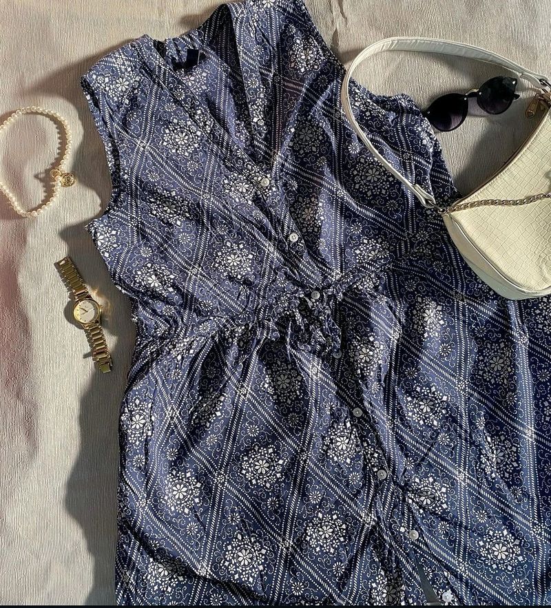 GAP Blue And White Floral Cotton Dress