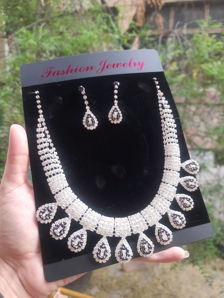 Beautiful Black Water Drop Cystal Neckpeice Set