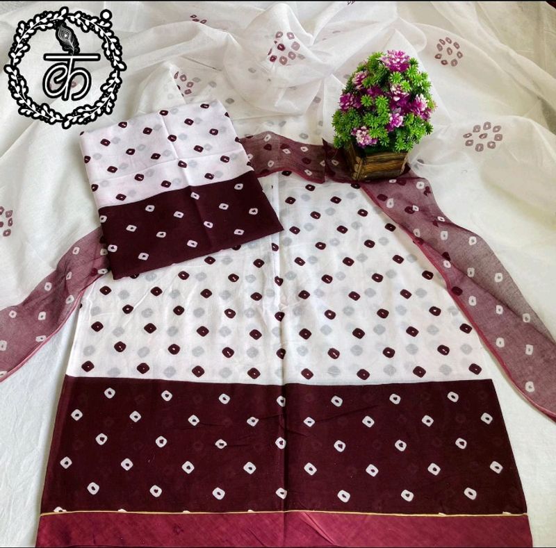 Rajputi Cotton Fabric Suit With Full Size Odhni