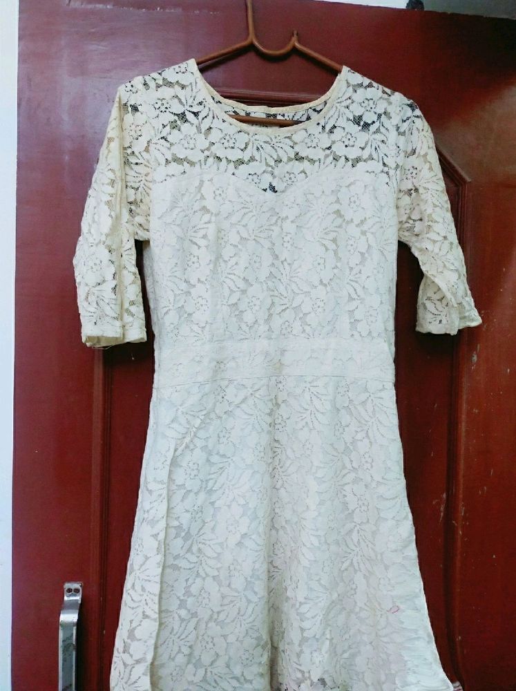 Imported white Lace Skater Dress