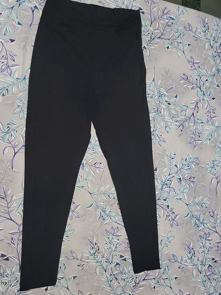 Black Cotton Blend Trouser For Women