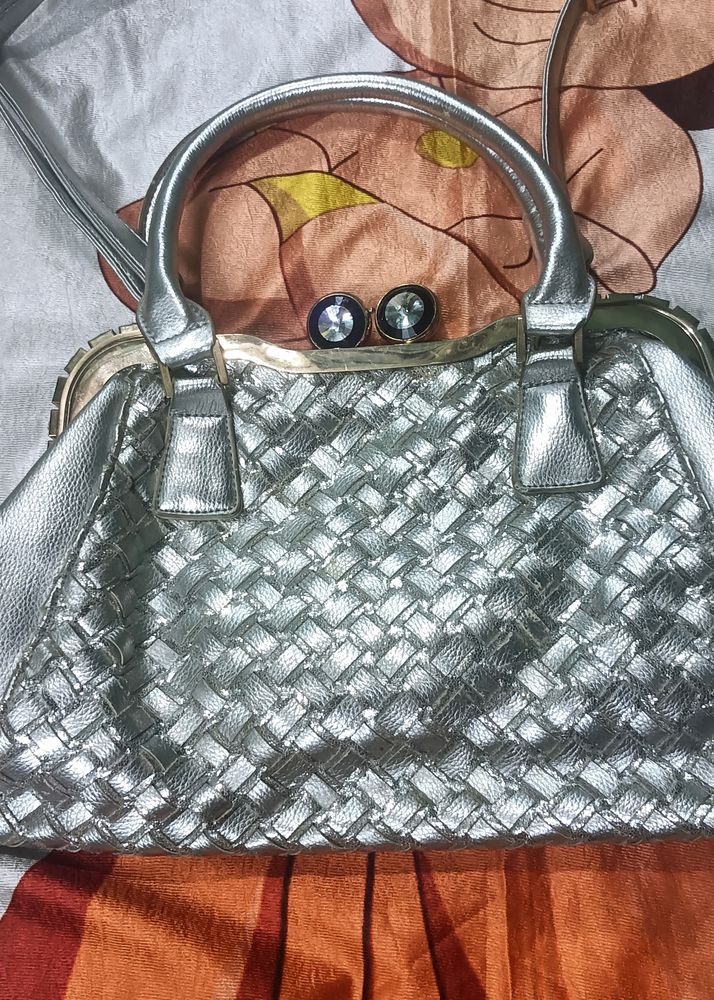 Silver Colour Party Handbag