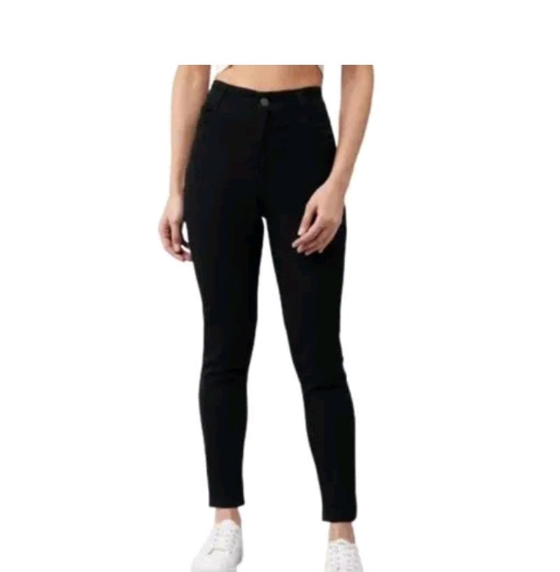 Skiie Street 1 Button Black Plain Women Jeans