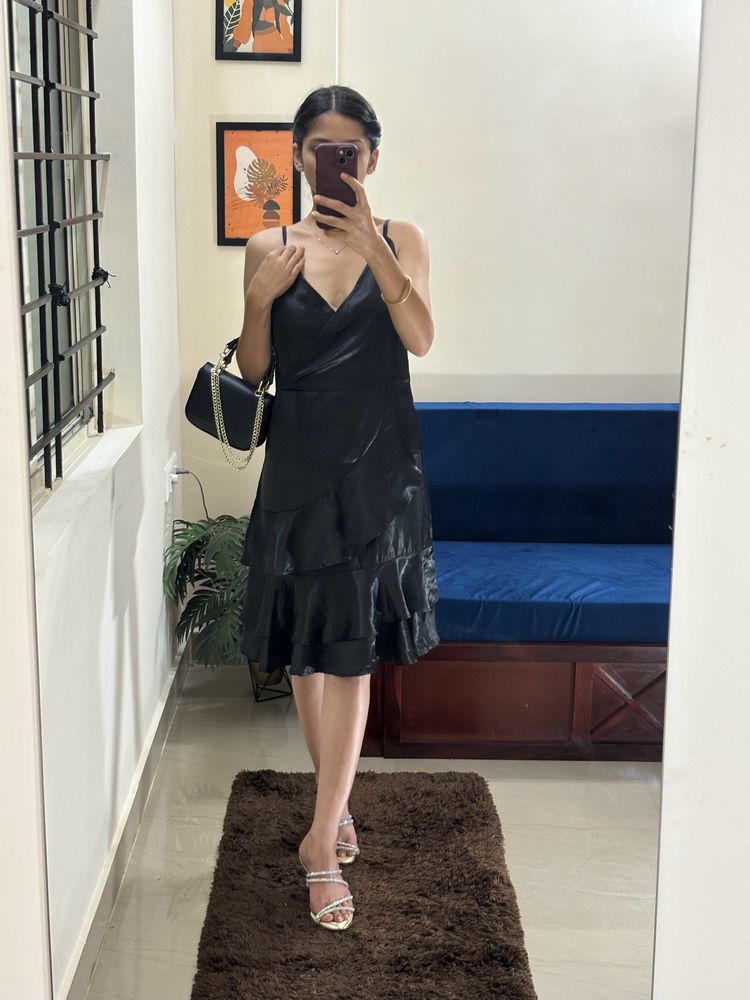 Satin Black Dress Size M To L