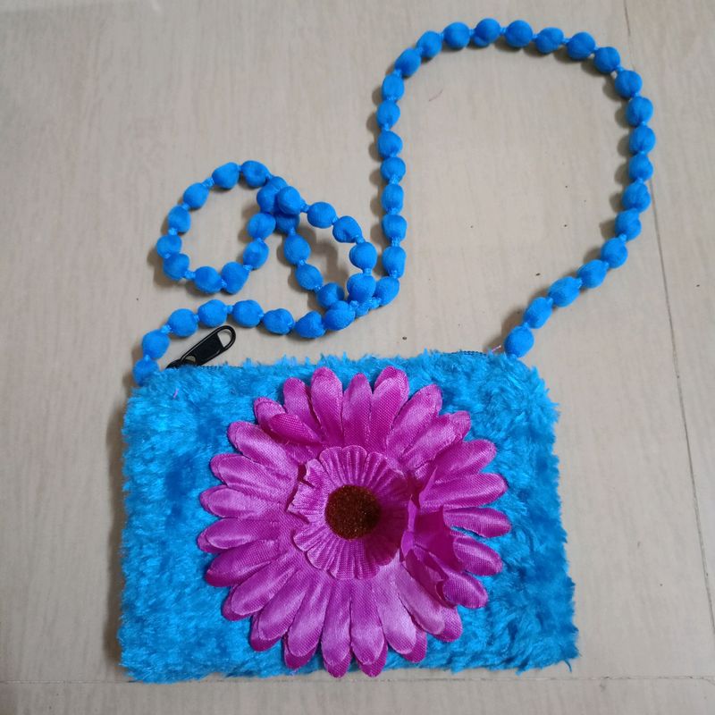 New Blue And Purple Fur Slingbag