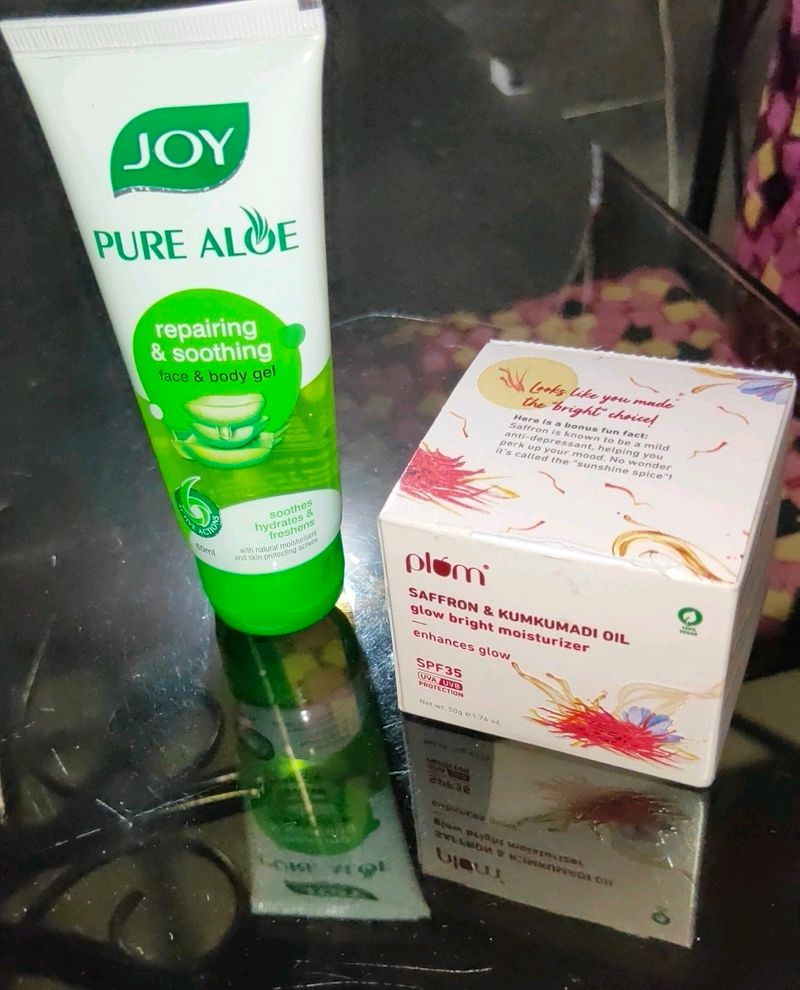 Plum Saffron nd Kumkumadi Moisturizer& Pure Alov G