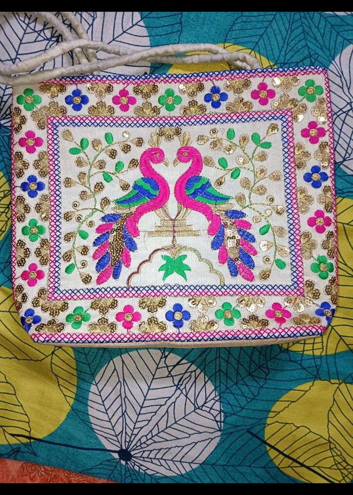 Beautiful Embroidery Multicolour Hand Bag