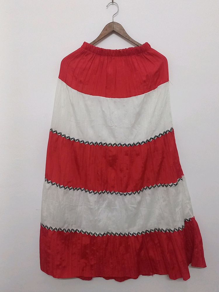 Red & White SKIRT with Lace | Lenght:40 in