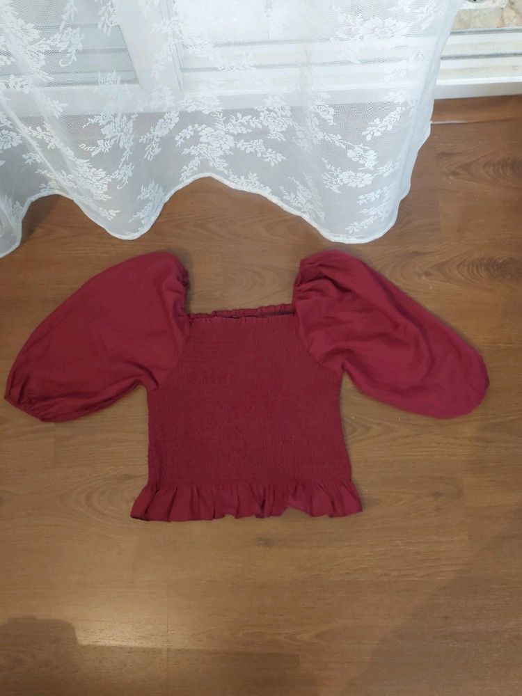 Magenta Square Neck Blouse