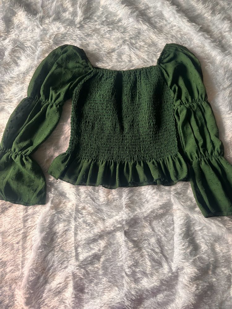 bottle green crop top