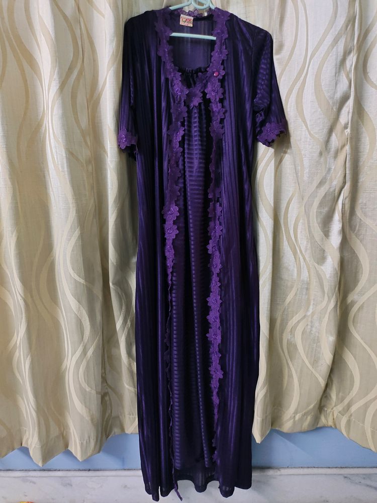 Purple Sexy Night Dress With Shrug