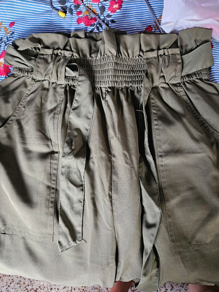 Olive Green Culottes From Myntra