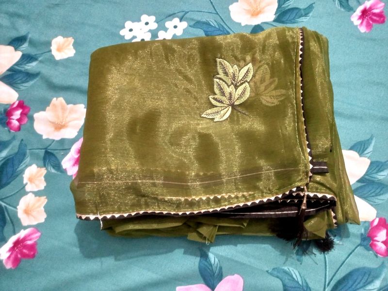 Olive Green Soft Chiifon Saree