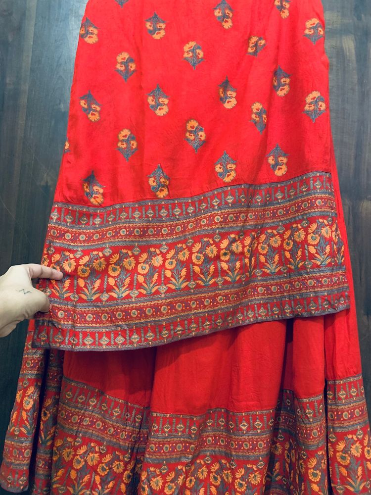 Red Kurta And Plazo Set For Women