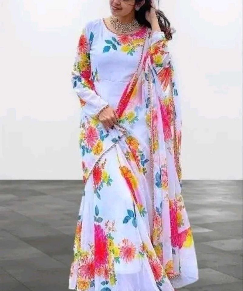 Women Designer Floral Georgette Gown Trending