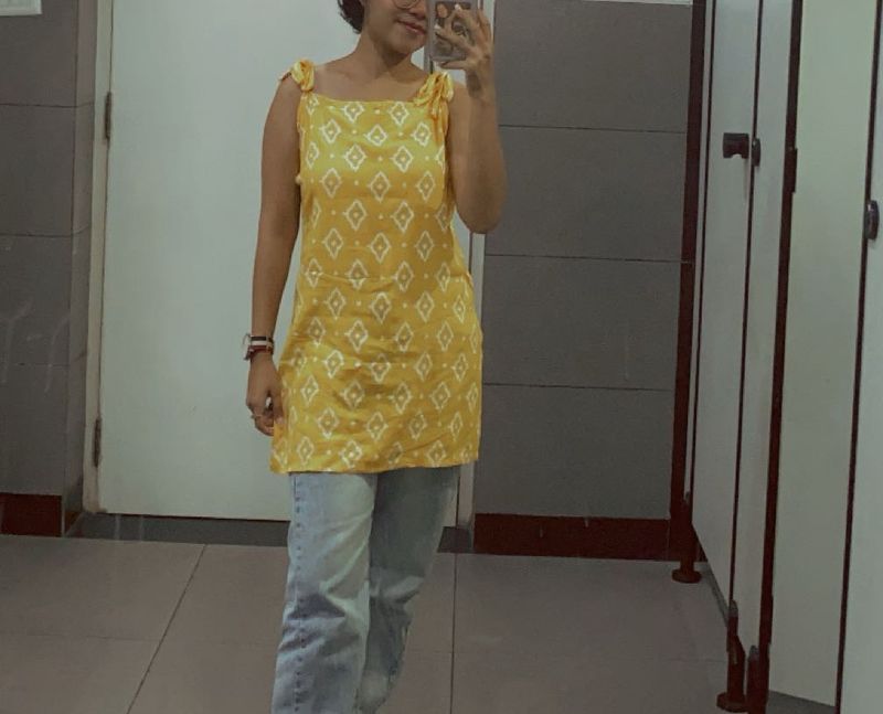 Yellow Bow kurti