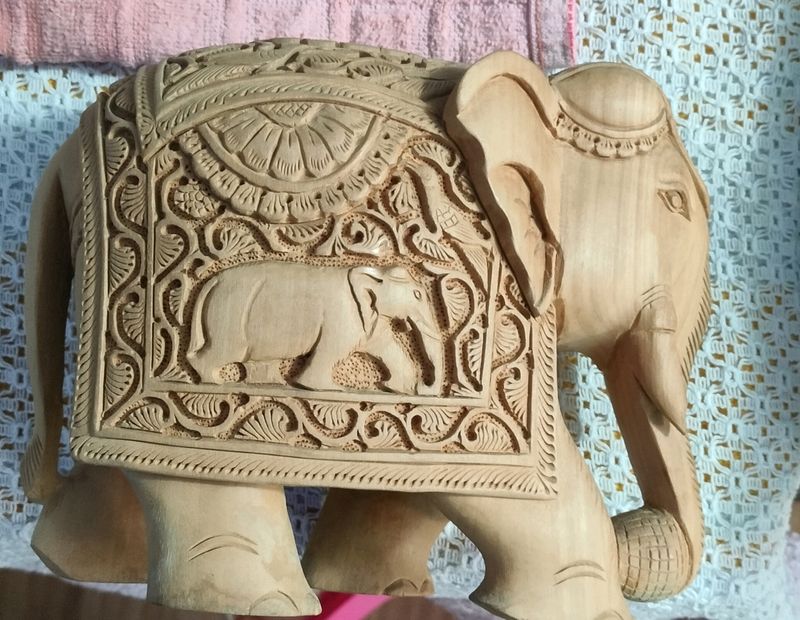 Wooden Carving Elephant Statue