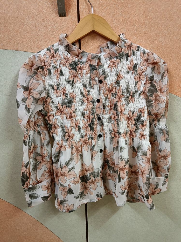 Coral Floral Top