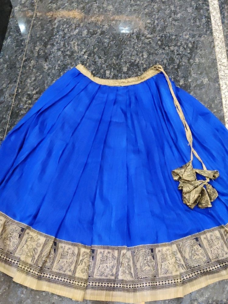 A Beautiful Blue Kalmakari Border Lehenga