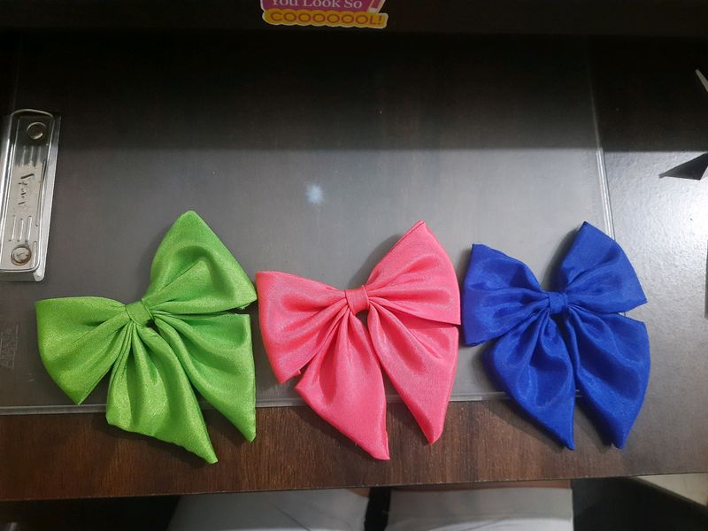 Satin Hair Bow Pack Of 3