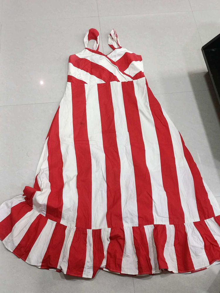 Red And White Party Gown