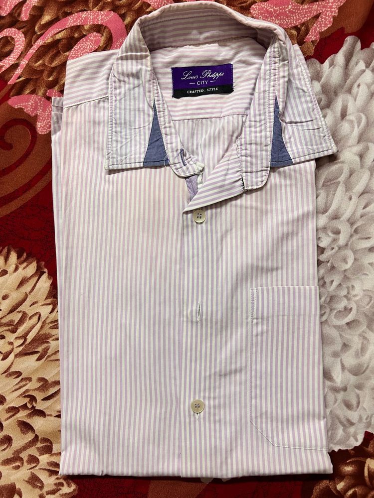 Men Pink And White Lining Shirt On Sale