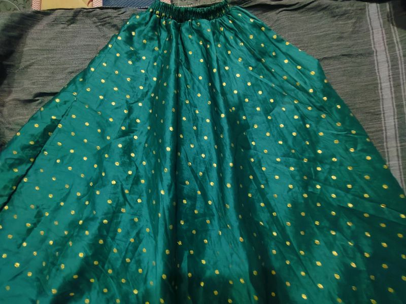 Green Fully Sequenced Skirt For Girls