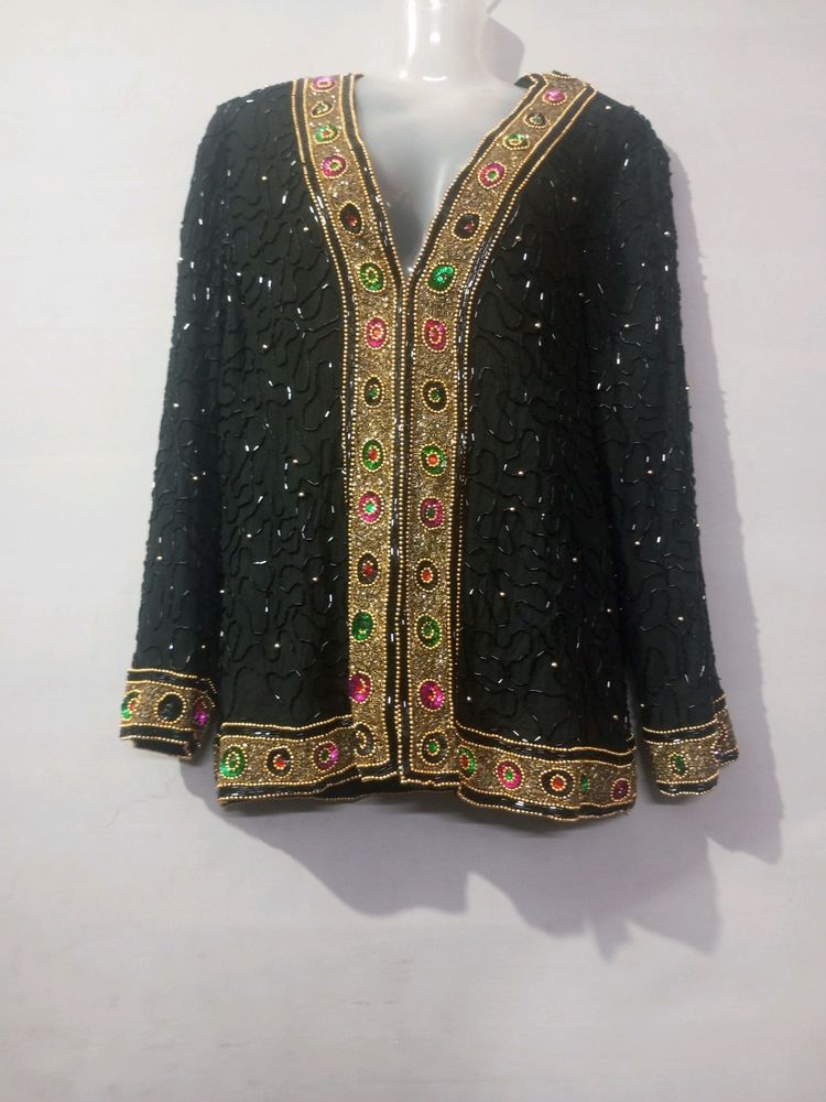 So Beautiful Black Full Cutdana Work