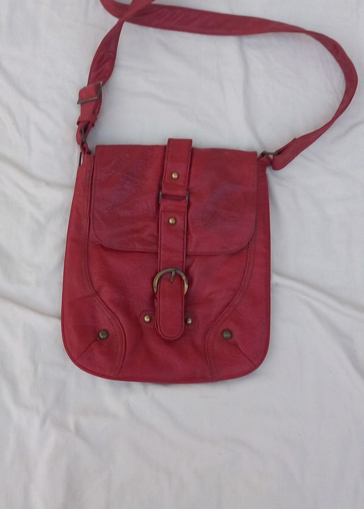 Dark Red Sling Bag Genuine Leather