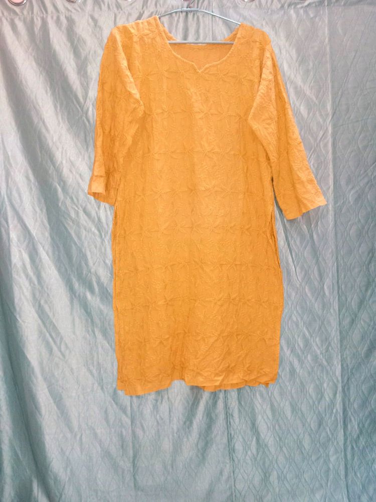 Mustard Yellow Chikankari Kurta