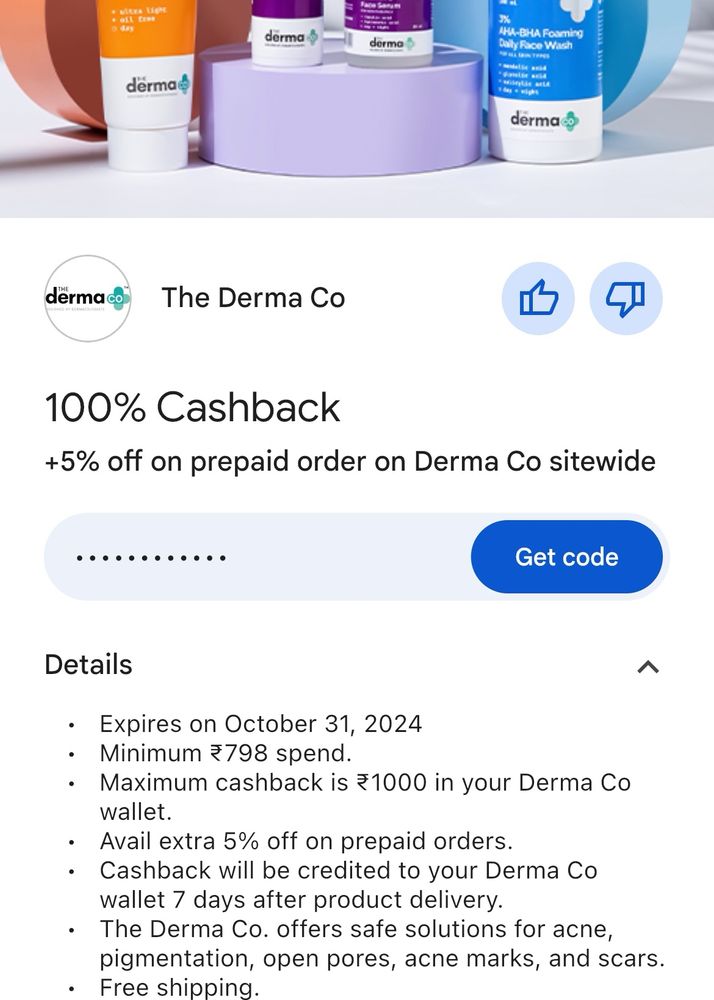 Derma Co Cashback Offer