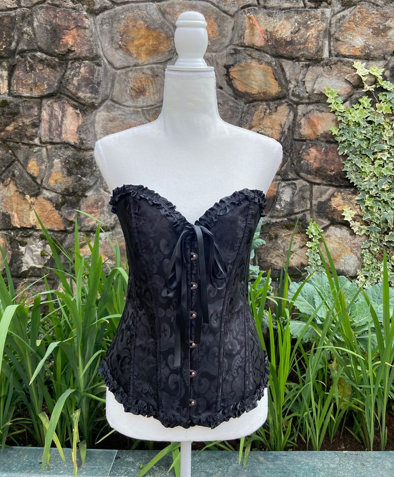 Black Textured Corset Top