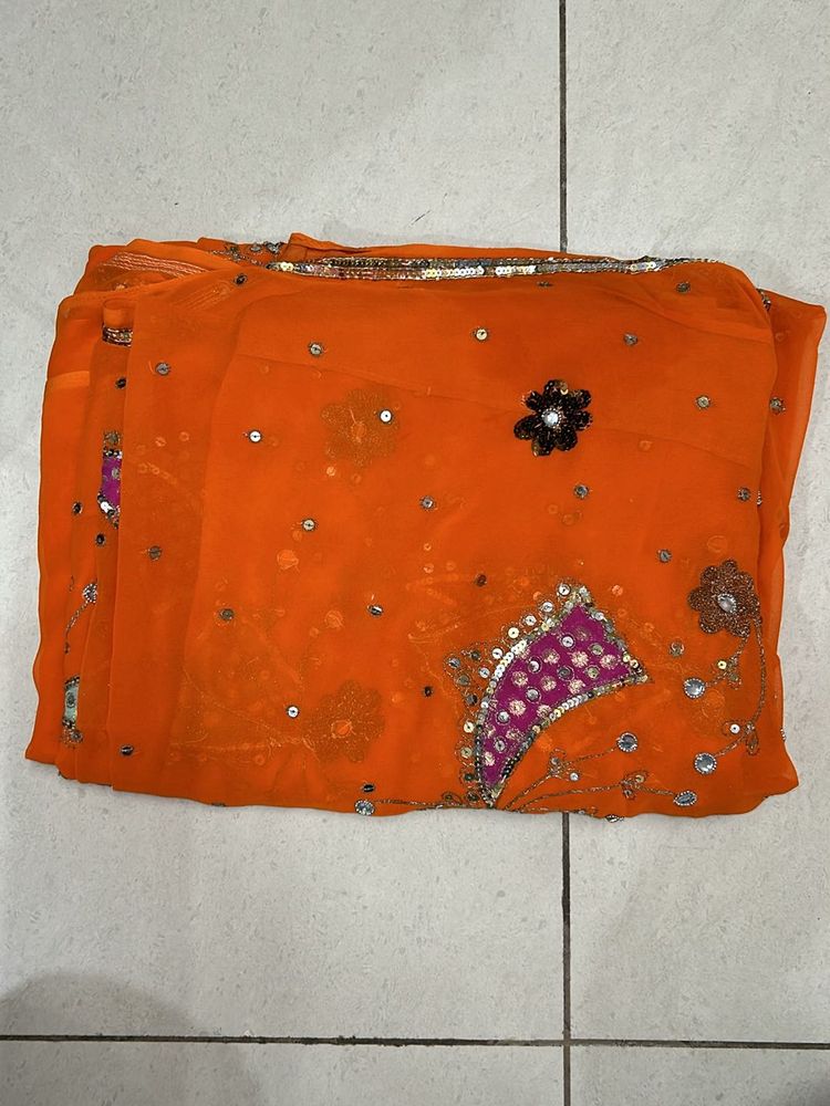 NEW ORANGE COLOUR WOMEN SAREE