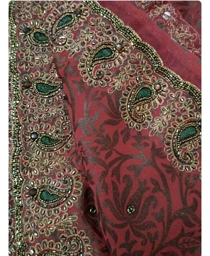 Maroon Heavy Stone Work Saree