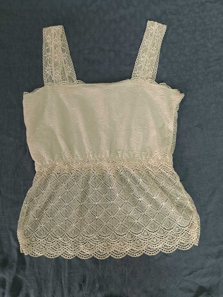 White Net Cami Top.