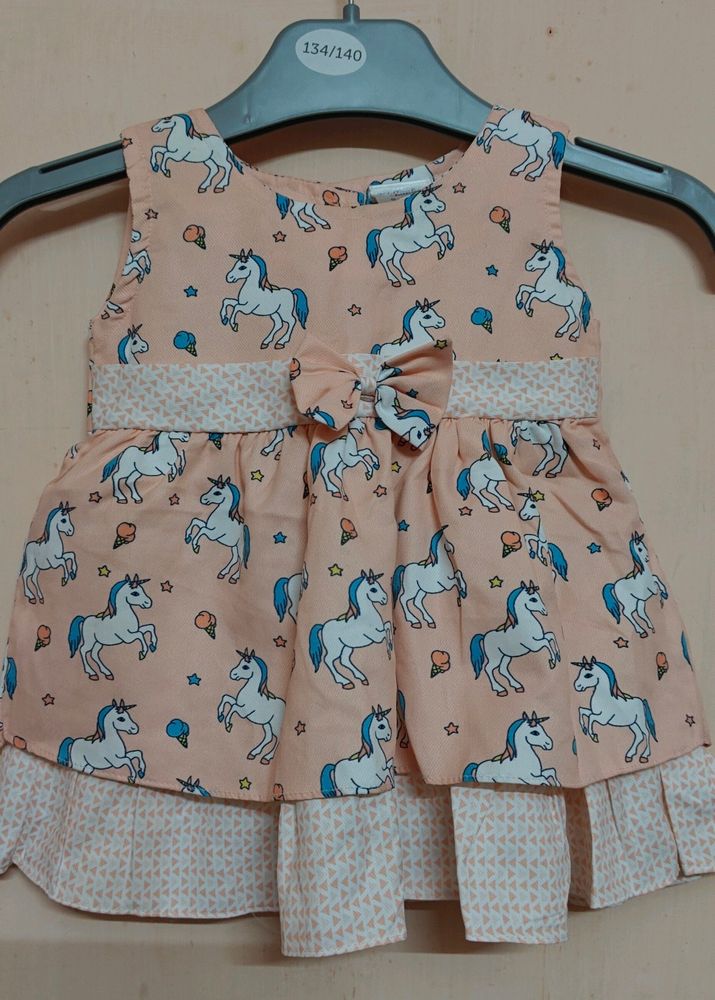 Peach Colour Unicorn Frock