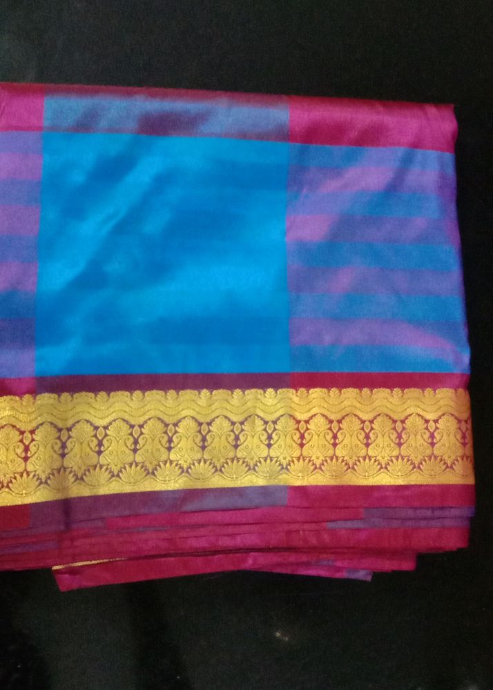 New Silk Cotton Saree -No Blouse-Multi Colour