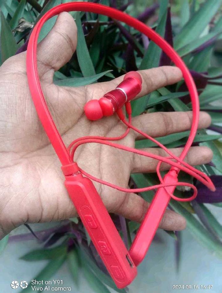 Red Attractive BT Neckband (tech fire)