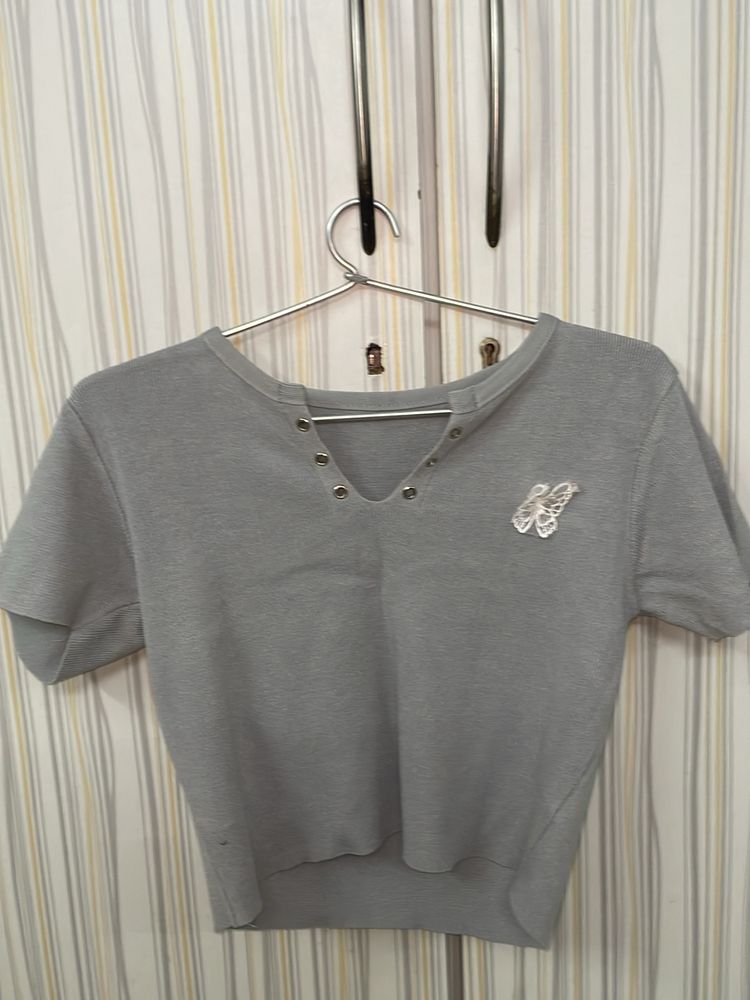 Grey Butterfly Top