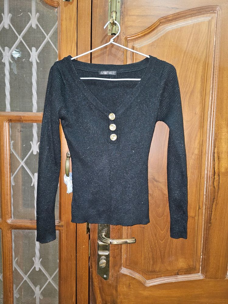 Glittery Coin Black Sweater/Top