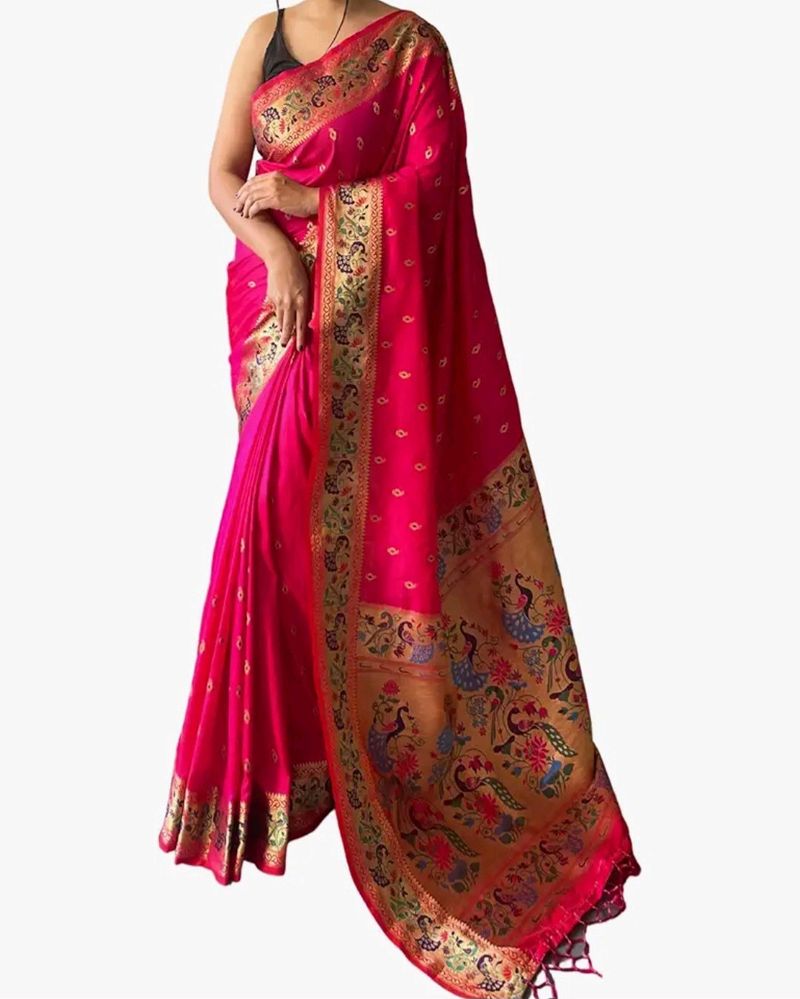 Pink Patola Kanjivaram Saree With Stitch Blouse