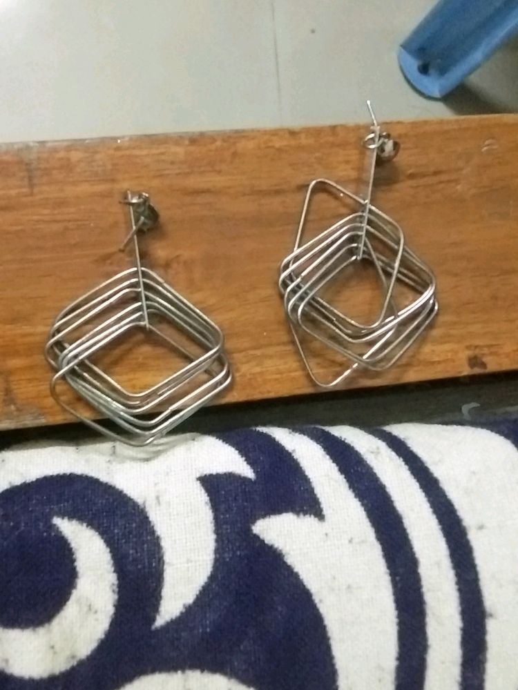 Steel Earrings Geometrical Shape,  New