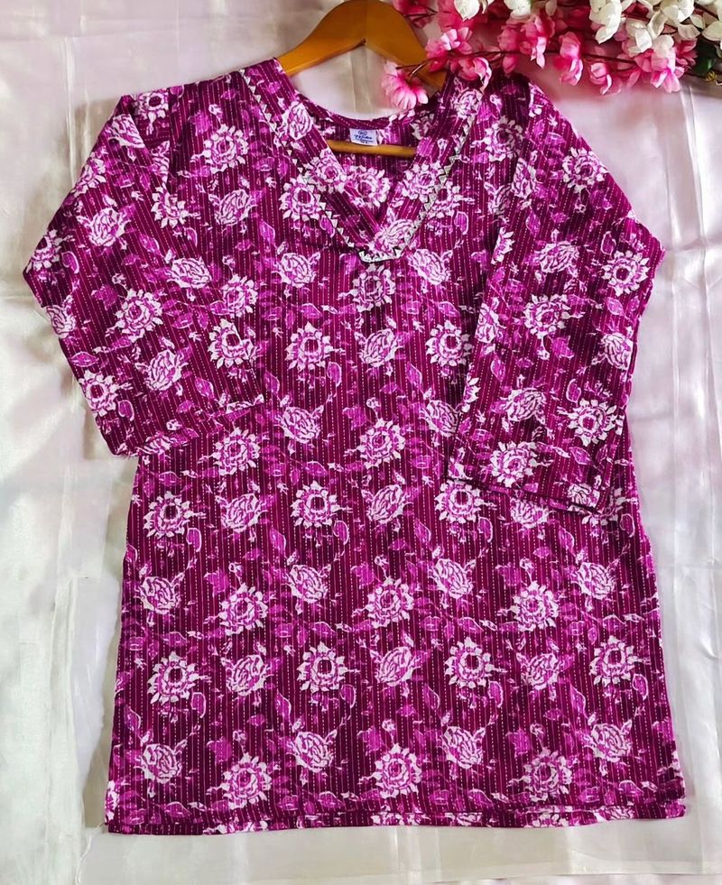 Purple Jaipuri short kurta