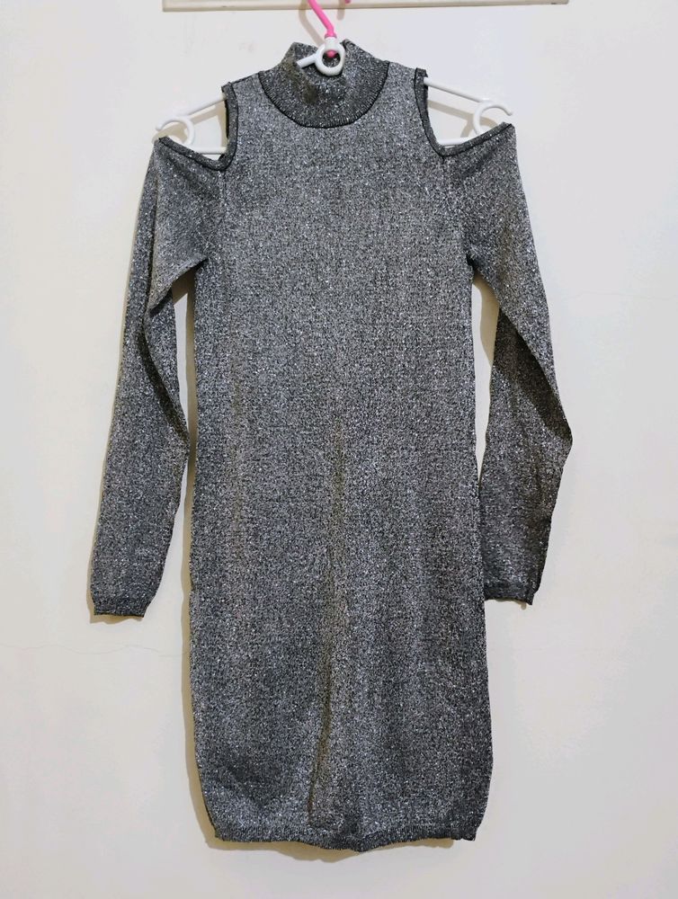 Silver Glittery Party Wear Bodycon Dress