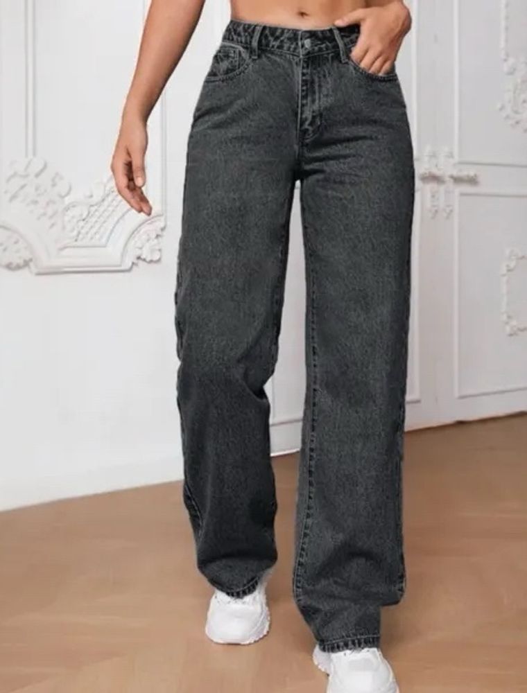 Charcoal Black Bell Bottom Jeans