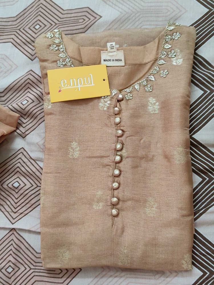 Brown Kurti+Pant+Dupatta