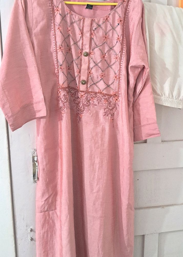 Women Silk Kurta With Plazzo