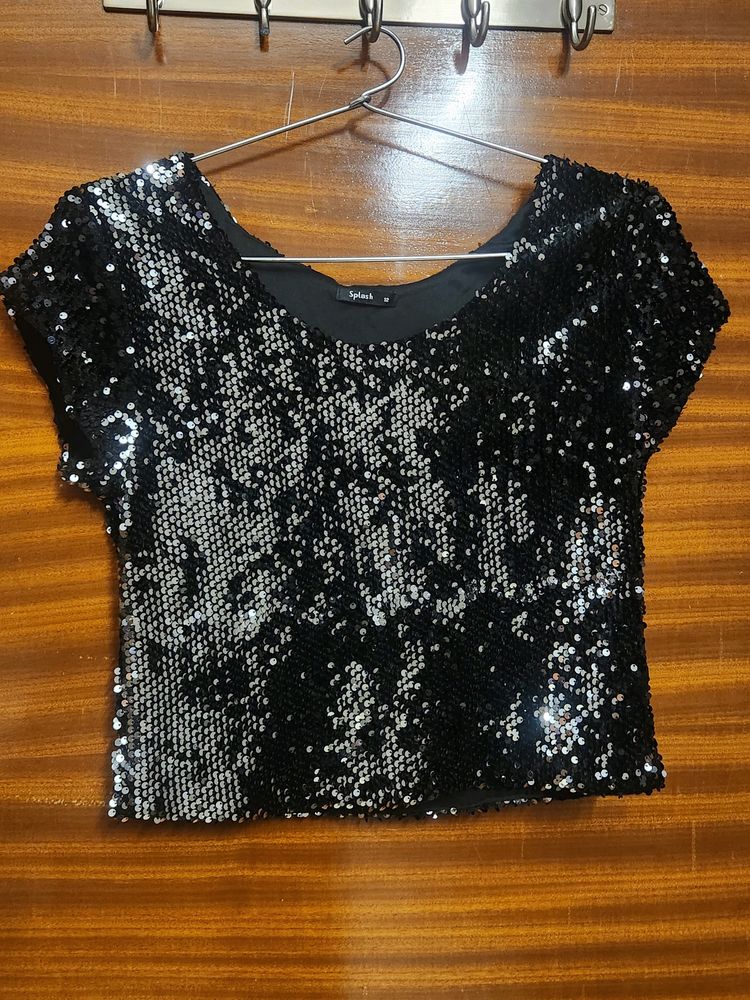 Women Sequence Black Top